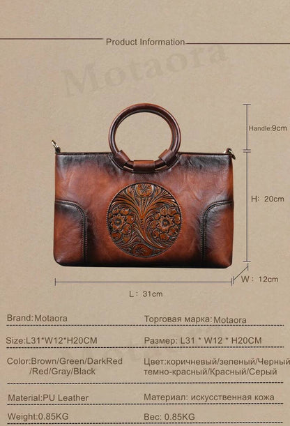 2025 New High Quality Leather Women Handbag Retro Handmade Embossed Shoulder Bag For Women Large Capacity Female Messenger Bags