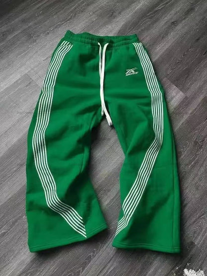 Women's Fleece Lined Loose Straight Leg Sports Casual Pants Autumn Winter Fashion Trendy Polyester Long Trousers Comfortable