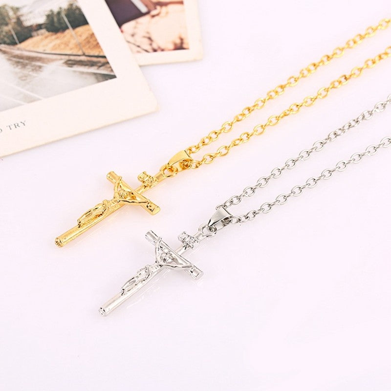 Joias Choker Cor Dourada Fashion Presente Colares e Pingentes Cruz INRI Feminino Masculino Presentes