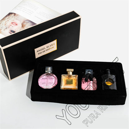 Perfume Feminino de Alta Qualidade 120ml Conjunto de 4 Peças Perfumes Femininos com Caixa de Presente Parfum Femme Spray de Fragrância Duradoura com Aroma Floral Frutado