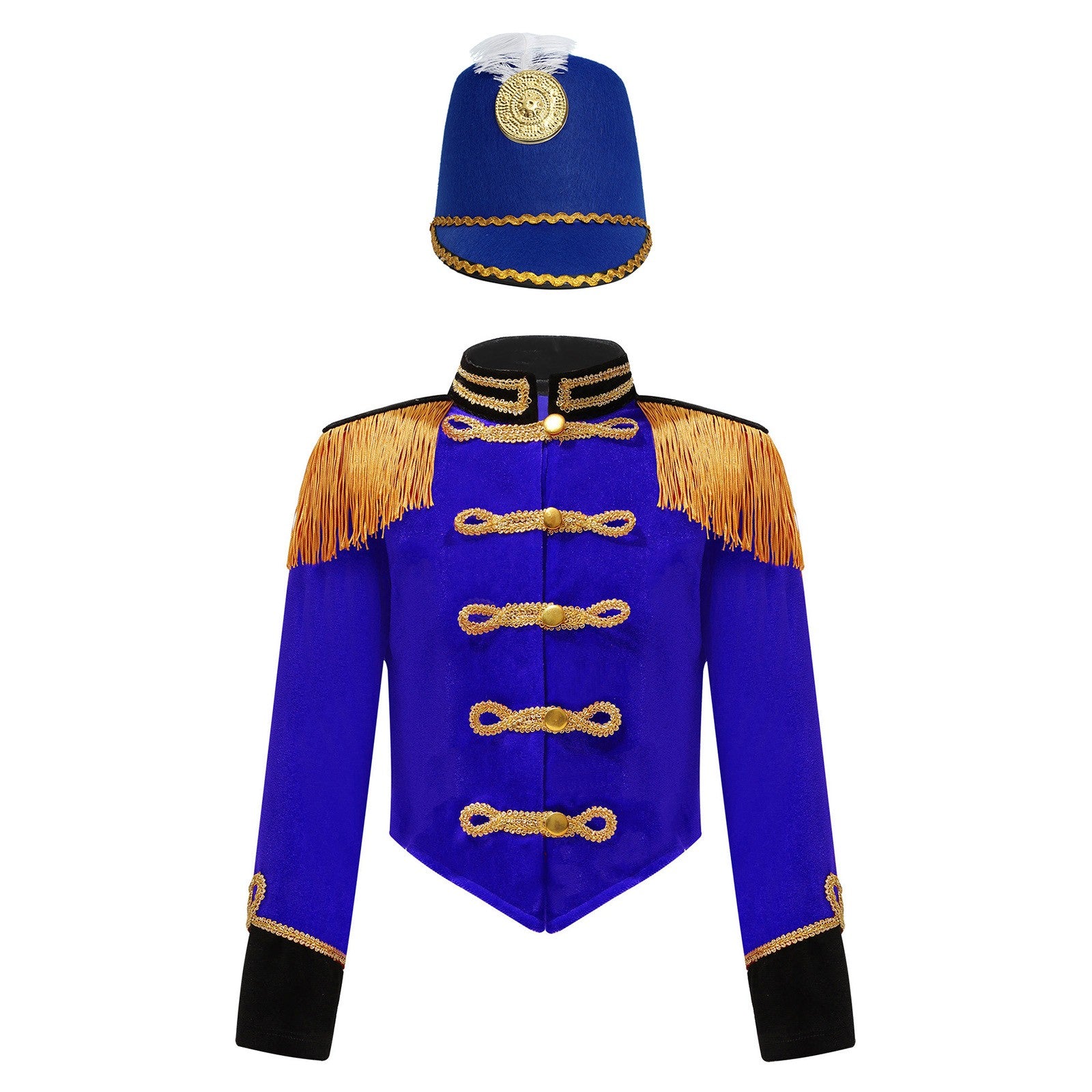 Girls Boys Marching Band Costume Outfits Circus Ringmaster Jacket Coat Team Performance Drummer Drum Major Uniform with Hat Sets