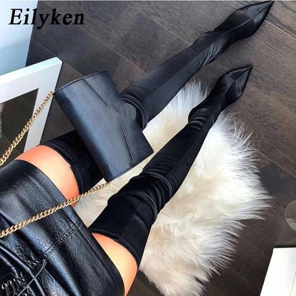 Eilyken Thigh High Over The Knee Elastic Stretch Boots Women  Sexy Thin Heels Sock Long Boots Mujer