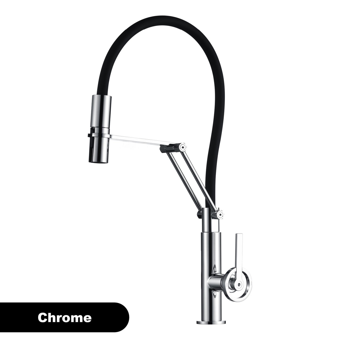 Torneira de Cozinha Moderna em Latão Cromado com Spray Retrátil 3 em 1, Função de Água Pura, Furo Único, Misturador de Pia Quente e Frio com 2 Alças