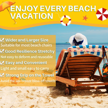 2 Pcs 11.8in Towel Bands for Beach Chairs Wide Windproof Beach Towel Straps  Elastic Bed Sheet Storage Belt Durable Bands Cruise