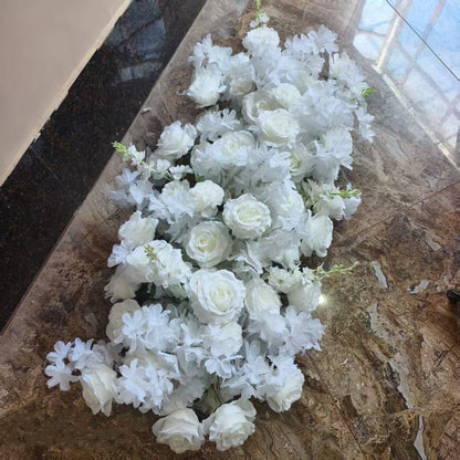 Luxury Artificial Flower Row Wedding Decoration Long Flower Runner Hang Flower Row Floral Backdrop Props Outdoor Party Decor