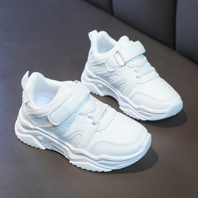 Spring Kids White Sneakers Leisure Chunky Concise Fashion Boys Girls Sport Shoes 26-37 Running All-match Children Trainers