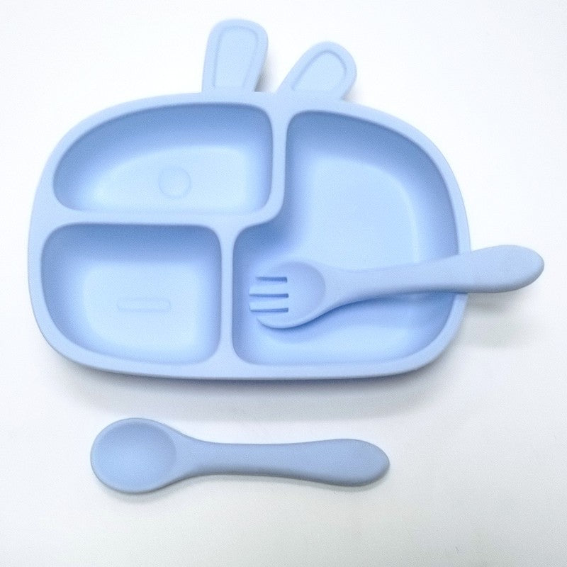 3pcs Children's silicone dinner plate set one-piece suction cup complementary plate compartment plate eating training