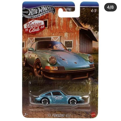 Original Hot Wheels Classic Club Mustang Porsche 911 Volkswagen Beetle Retro Alloy Car HRT81 Silver Label Die-Cast Car Model