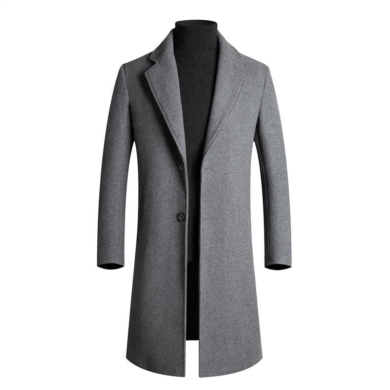 Woolen overcoat for men, fashionable middle-aged mid-length business casual windbreaker, men's woolen coat