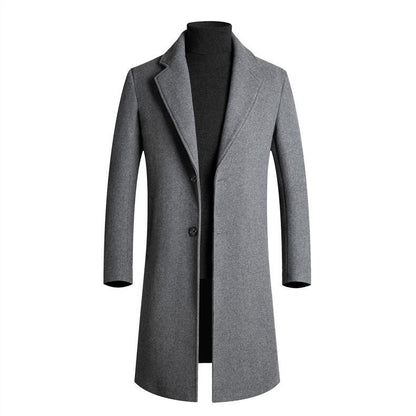 Woolen overcoat for men, fashionable middle-aged mid-length business casual windbreaker, men's woolen coat