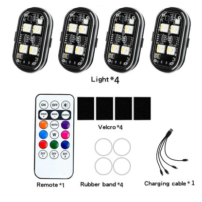 2/4/6pcs Wireless Remote Control LED Strobe Light for Car Auto Motorcycle Bike Drone Scooter Anti-collision Warning Lamp Flash