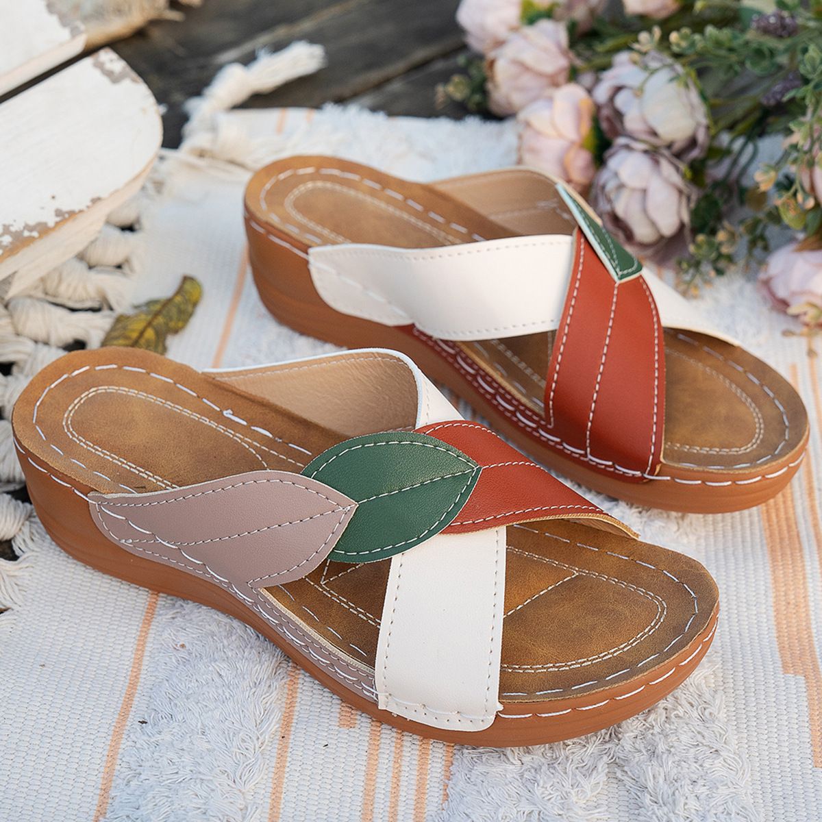Women's Sandals Comfortable Wedges Heels Sandals Summer 2025 Shoes Woman Heeled Slippers Women Summer Footwear Chaussures Femme