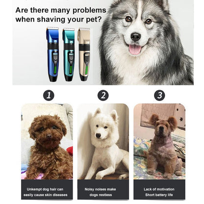 Máquina Profissional de Cortar Pelo de Pets Recarregável para Cães e Gatos, com Display de Bateria, Aparador de Pelos, Baixo Ruído