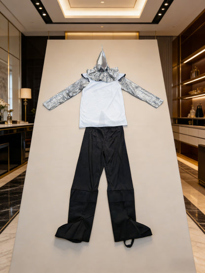 Kids Medieval Knight Costume Set, Boys Fancy Outfit with Helmet for Halloween Theme Party