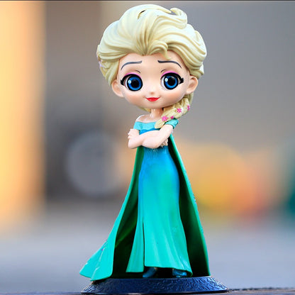 14-16cm Princesa Q Posket Branca de Neve Sereia Cinderela Bela Mulan Jasmine Sininho Aurora PVC Boneco de Ação Brinquedo Presentes para Crianças
