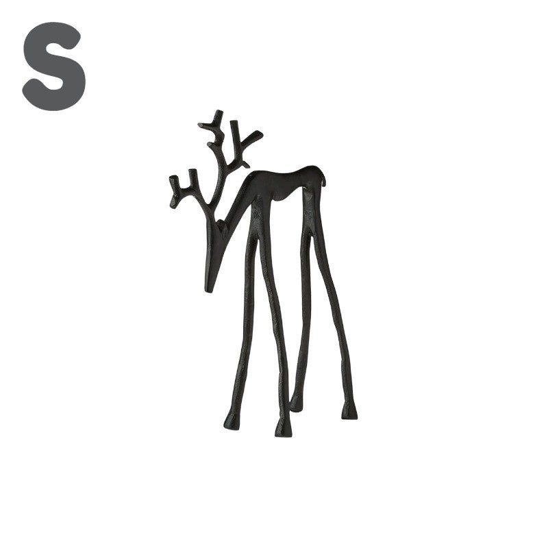 1pc Classic Elegant Black Letter Deer Figurine - Christmas Tree Topper & Year-Round Decor, Durable Plastic Home Gift