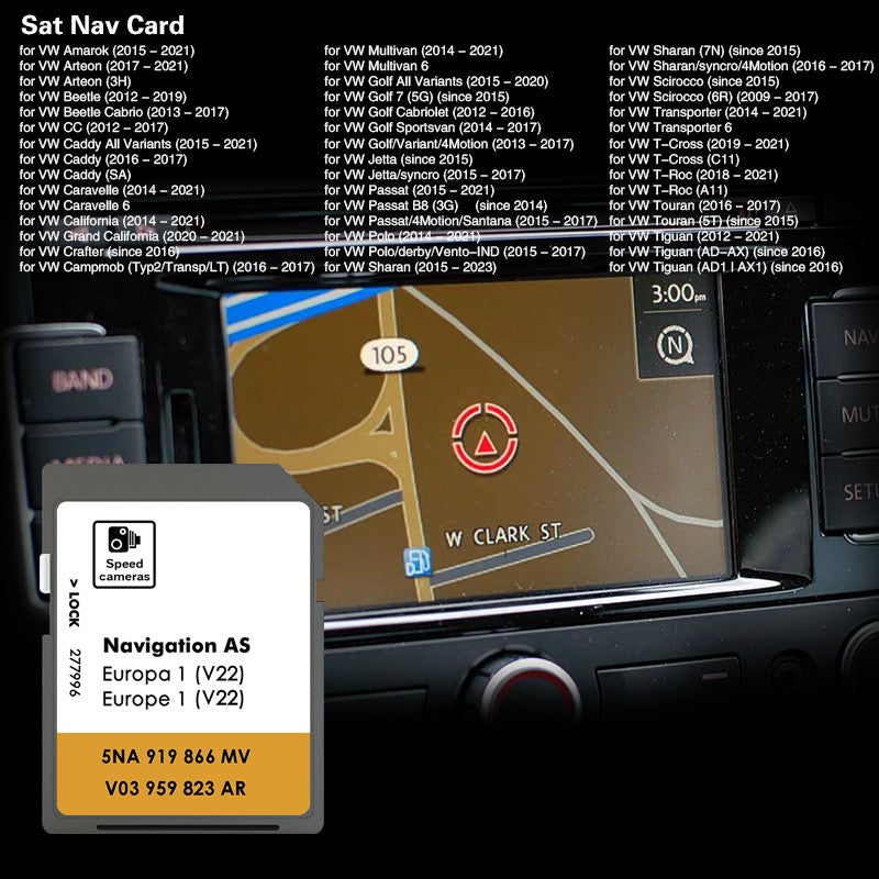 NEW for VW Discover Media Navigation AS V22 Map UK Europe 2025 Sat Nav SD Card 32GB