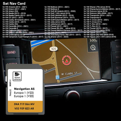 NEW for VW Discover Media Navigation AS V22 Map UK Europe 2025 Sat Nav SD Card 32GB