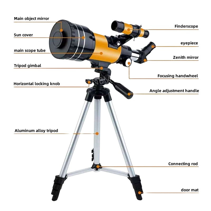Telescópio Astronômico Profissional de Alta Definição e Alta Potência, Tripé Portátil, Zoom de 150x, Visão Noturna, Lua e Estrelas