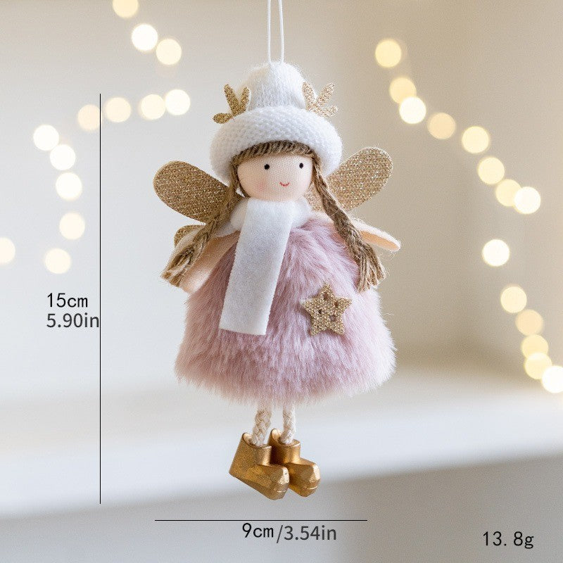 Christmas mesh skirt antlers angel girl doll pendant Christmas tree decoration small pendant children New Year gift