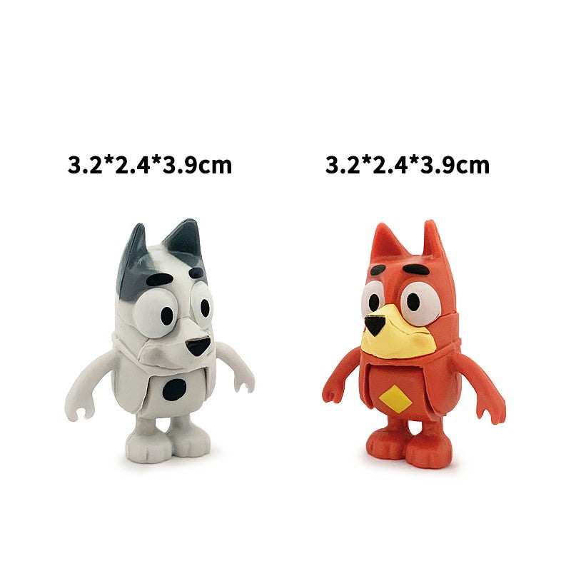 Bluey e Bingo Série Família Anime Modelo de Bonecos de Ação Desenhos Animados Mini Bonecos de PVC Enfeites Presente de Brinquedos de Decoração de Aniversário Infantil