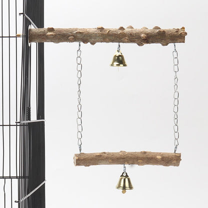 Poleiro de Madeira de Pimenta Camada Dupla para Papagaio Brinquedo para Pássaros, Poleiro Moedor de Garras e Bico para Periquito, Acessórios para Gaiola de Pássaros