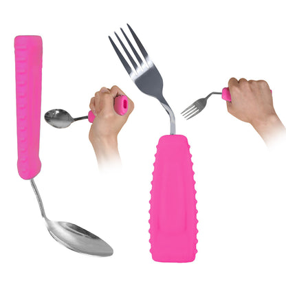 Conjunto de Colher e Garfo Angulados Ehucon Design Inclinado Confortável para Parkinson e Idosos Cabo Antiderrapante Fácil de Segurar