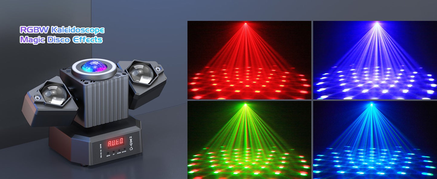 Datewink 65W Two-armed Moving Head Lights RGBW LED Stage Lighting Effect Projector DMX Remote Control For DJ Disco Wedding Party