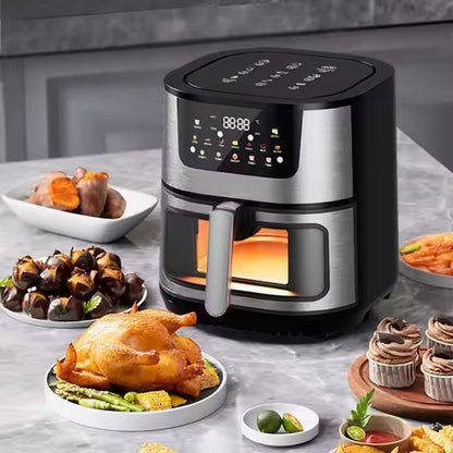 Fritadeira de ar inteligente de tela sensível ao toque, grande capacidade de 15L, aço inoxidável, multifuncional digital comercial