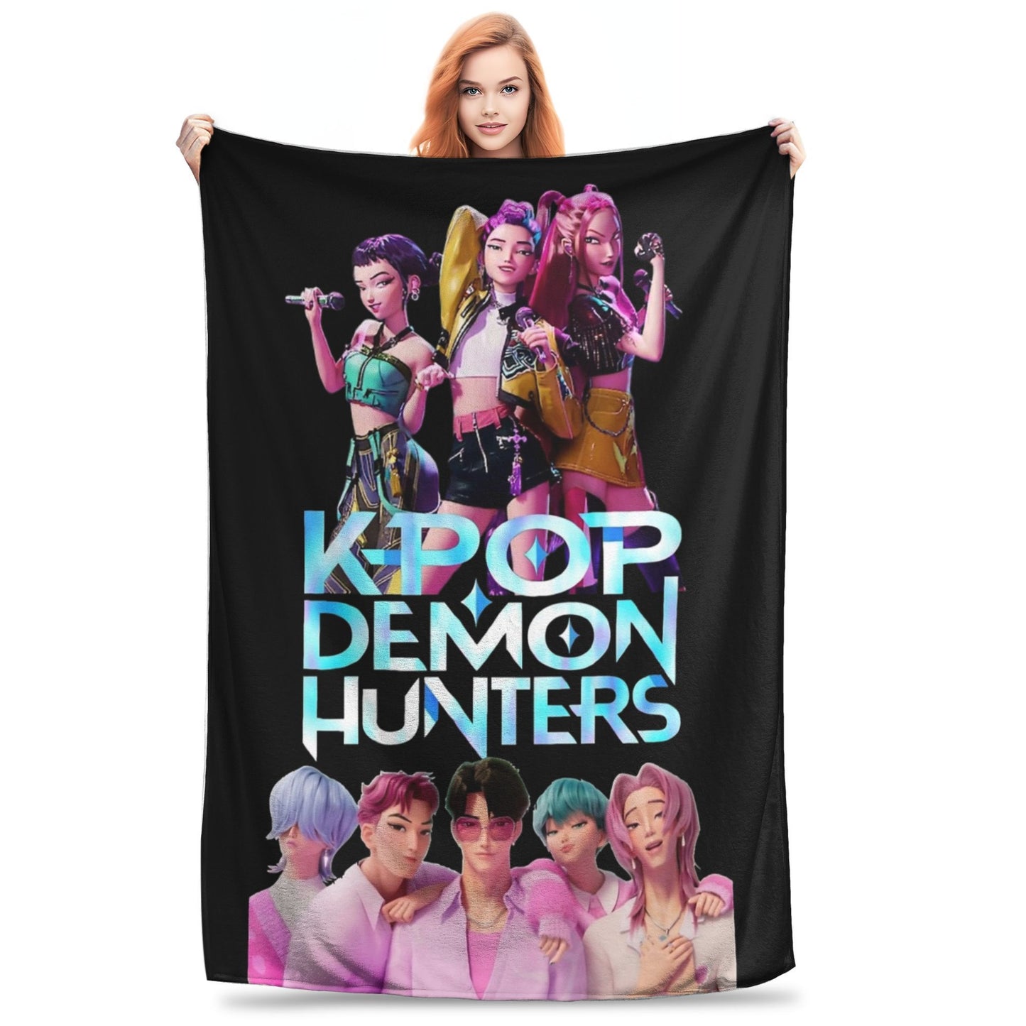 Huntrix Zoey Rumi Mira Blanket Cover Flannel KPop Demon Hunters Lightweight Throw Blankets for Outdoor Travel Bed Rug
