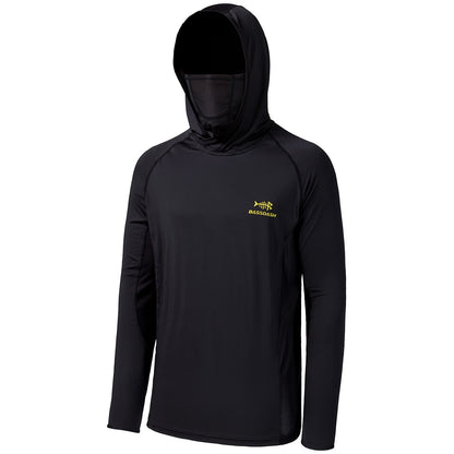 Camisa de Pesca Masculina Bassdash UPF 50+ de Manga Longa com Máscara e Capuz Protetor de Pescoço UV para Manter a Cabeça e o Rosto Aquecidos em Atividades ao Ar Livre, Caminhada e Corrida