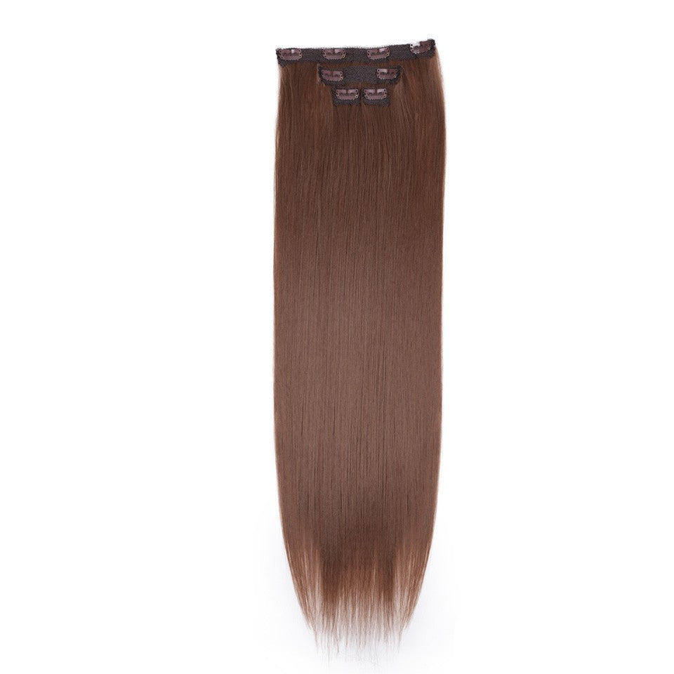 FASHION IDOL Long Straight Hairstyle 8 Clips In Hair Extensions Blonde 60CM Natural Synthetic Hair Daily Use Hairpiece Fake Hair
