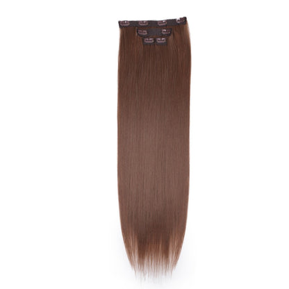 FASHION IDOL Long Straight Hairstyle 8 Clips In Hair Extensions Blonde 60CM Natural Synthetic Hair Daily Use Hairpiece Fake Hair