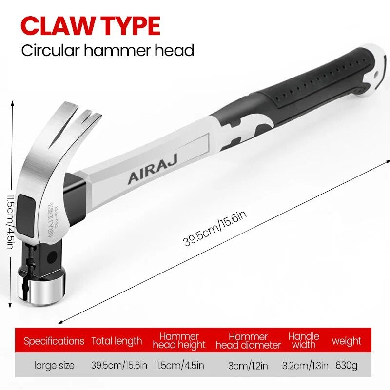 AIRAJ Martelo Chifre de Carneiro Multifuncional Grau Industrial Decoração Martelo Doméstico Revestido com Borracha Antiderrapante Ferramenta de Hardware