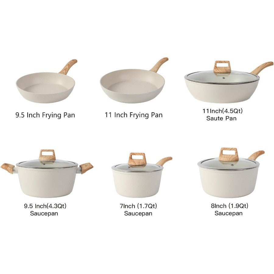 Conjunto de Panelas Antiaderente de 21 Peças com Utensílios de Cozinha
