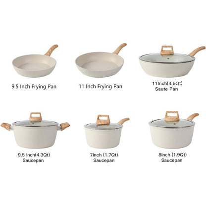 Conjunto de Panelas Antiaderente de 21 Peças com Utensílios de Cozinha