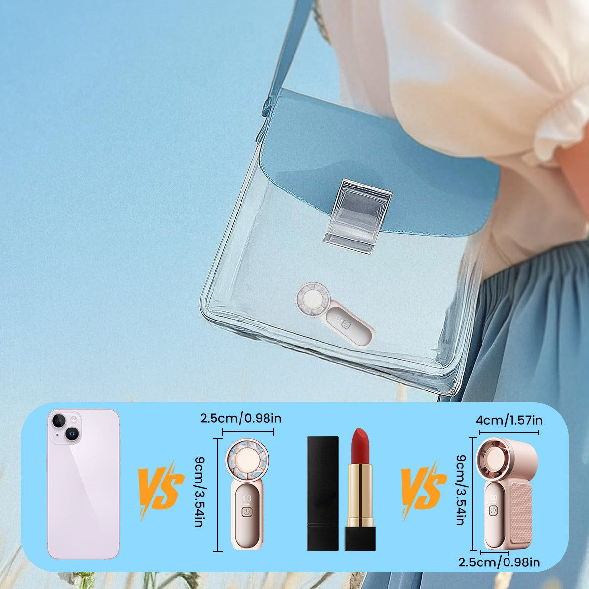 GAIATOP Mini Portable Fan Powerful Trubo Rechargeable Bladeless Fans Ultra-quiet Personal Hand Fan Small Pocket Hand-held Fan