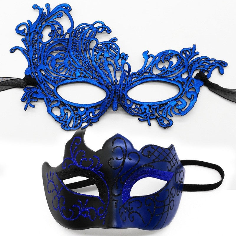2Pcs Couples Gold Purple Black Blue Lace Masks Butterfly Venetian Face Cover for Mardi Gras Halloween Masquerade Party Costume