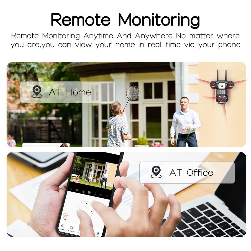 Câmera IP WiFi Externa 15MP 8K Lentes Triplas Telas Triplas Monitor de Vídeo de Segurança Visão Noturna Zoom 10X Câmeras CCTV à Prova d'Água