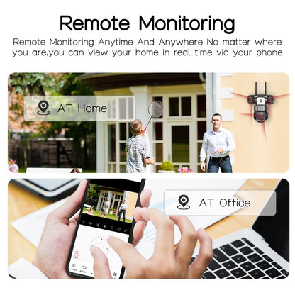 Câmera IP WiFi Externa 15MP 8K Lentes Triplas Telas Triplas Monitor de Vídeo de Segurança Visão Noturna Zoom 10X Câmeras CCTV à Prova d'Água