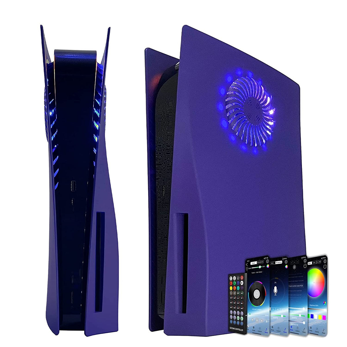 Replacement Faceplate Cooling Vents with RGB Light Strip LED Light Ring For PS5 Cover For PlayStation5 Disc Edition