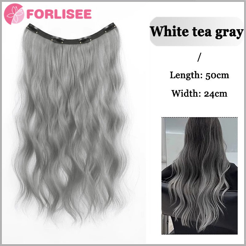Aplique de Cabelo Sintético Liso Longo de Uma Peça com 4 Presilhas, Camada Interna Escondida, Peruca Colorida