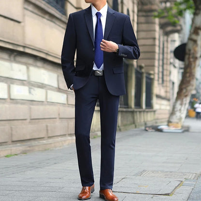 Men's M-10XL Spring New Wedding Fashion Handsome Suit Business Cargo Trousers plus Size Two Sets Fat Friendly Clothing