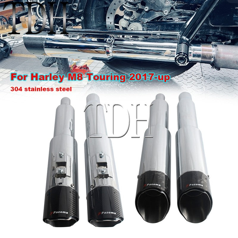 Motorcycle Exhaust System Carbon Fiber Muffler Pipe For Harley Street Road Glide ST FLTRXST FLHXST FLHX PAZOMA Exhaust Mufflers