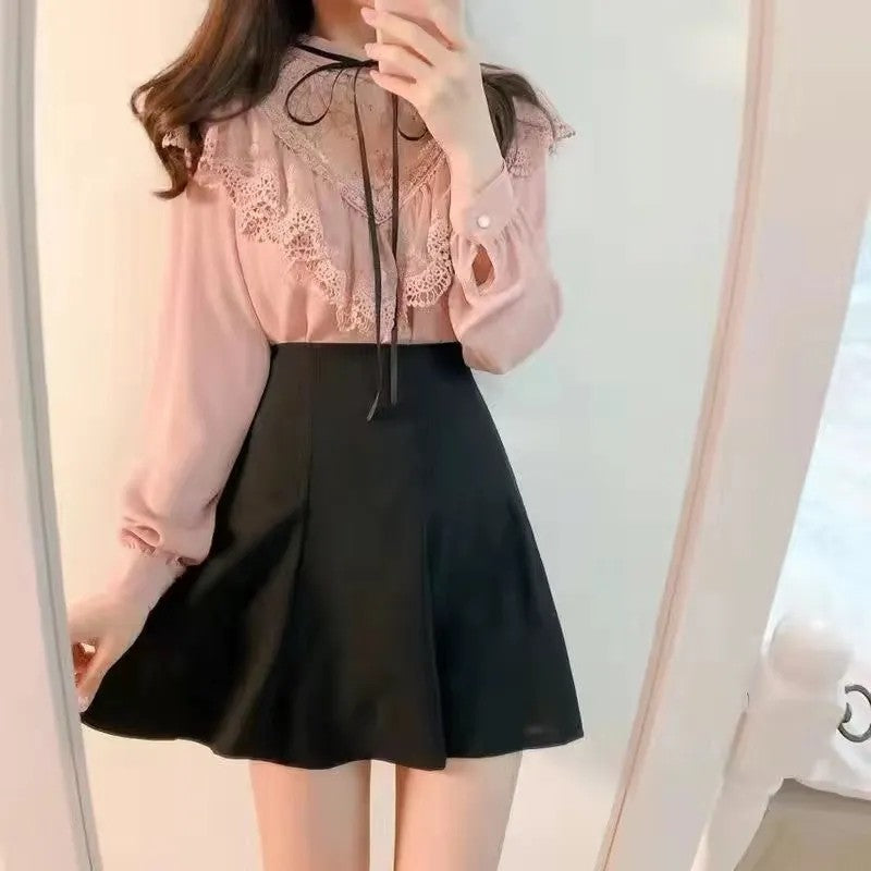 Pleated Skirt with Shorts Women Sexy High Waist Irregular White Black A-line Gyaru Tennis extreme Mini Skirt School