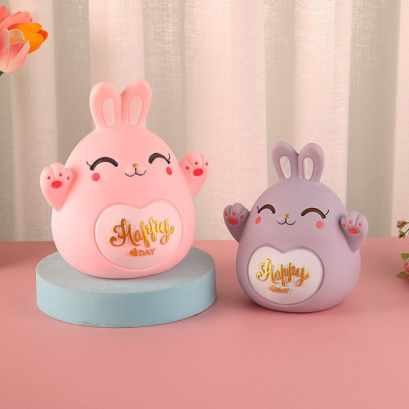 Cartoon Rabbit Piggy Bank Home Living Room Bedroom Ornament Children's Gift Vinyl Anti-fall Piggy Bank Home Accessories