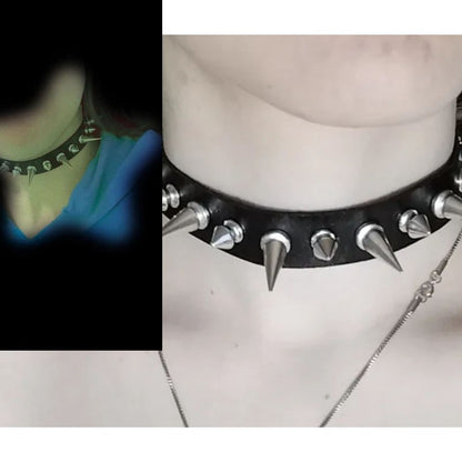 Gargantilha Punk com Spikes Longos, Coleira de Couro Sintético para Mulheres e Homens, Gargantilha com Tachas Grandes e Rebites Estilo Gótico, Acessórios de Colar 2025
