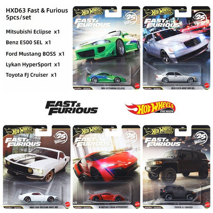 Hot Wheels Premium HNW46 Velozes e Furiosos, Mitsubishi Eclipse Benz 500 Lykan FJ Cruiser, Brinquedos de Colecionador em Diecast 1:43 para Crianças