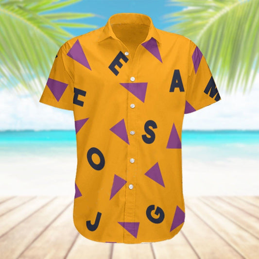 Geometric Print men's short-sleeved Shirt Beach Casual Hawaiian Lapel Top Large Size 2024 New Style