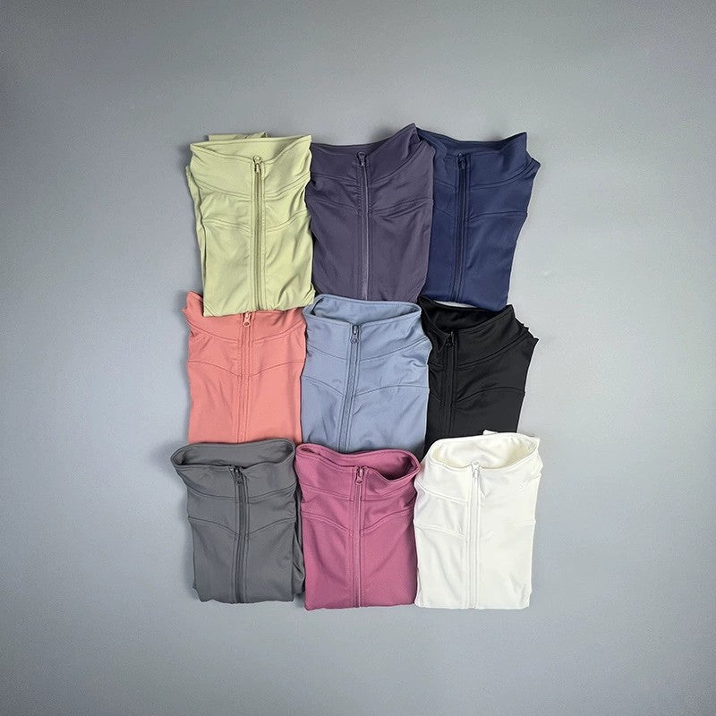 2025 New Yoga Coat Short Sports Jacket WOMEN'S Fitness Clothes Slimming Body Sculpting Zipper Yoga Jacket